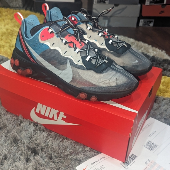 NIKE REACT ELEMENT 87 BLUE CHILL SOLAR RED w/Receipt! - Picture 6 of 9